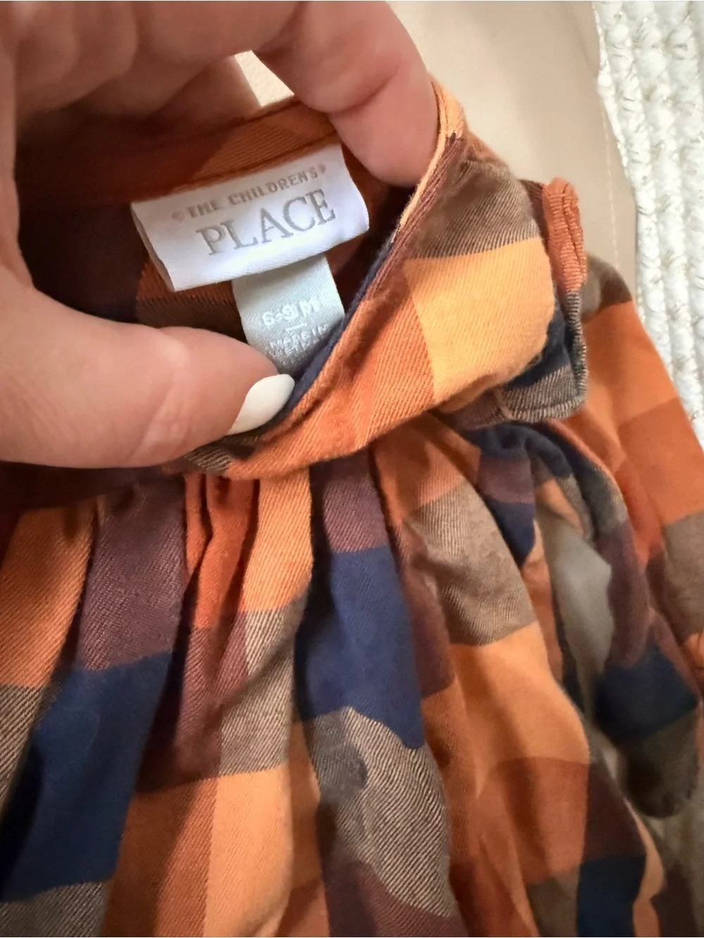 3 for$25 The Children's Place Orange, Navy & Brown Plaid Long-Sleeve